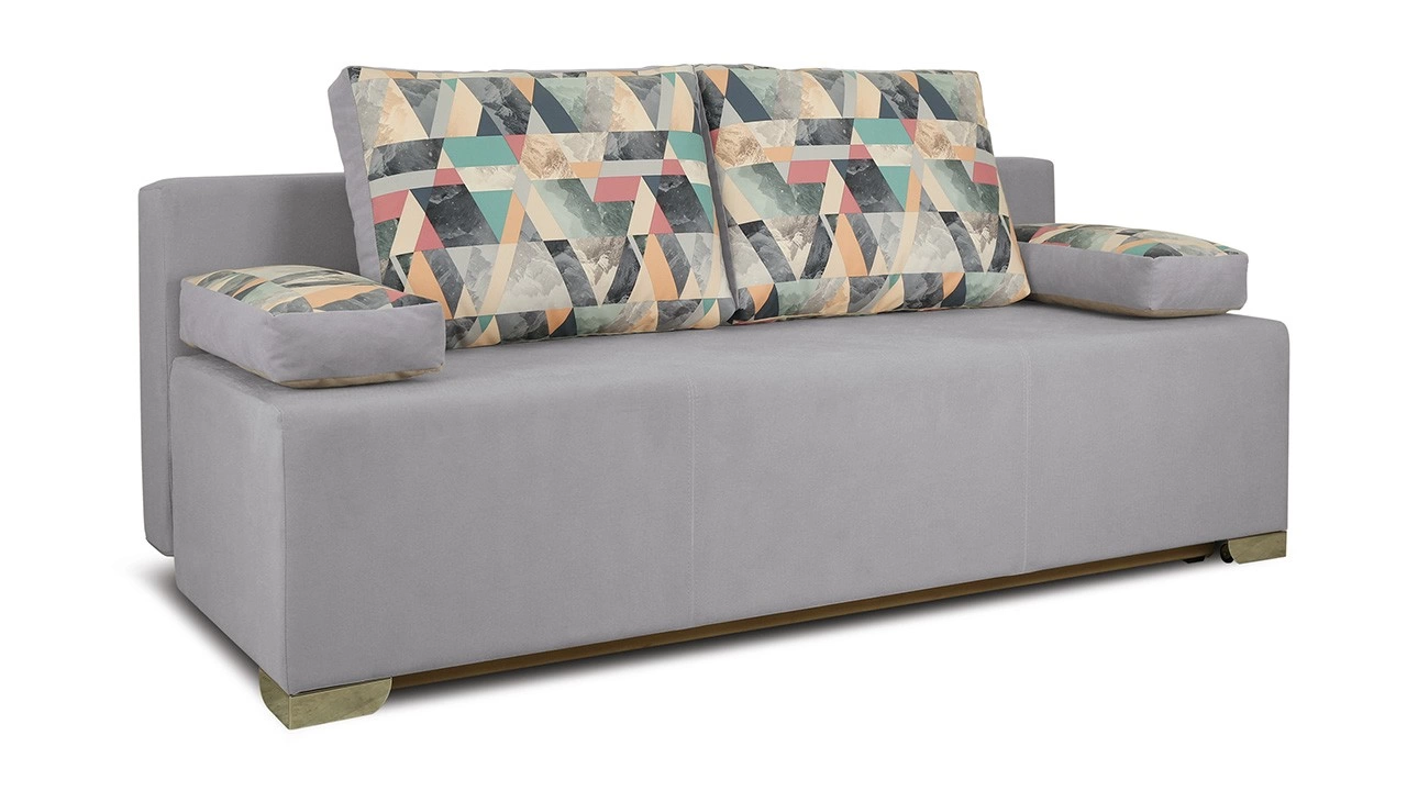 Диван «Дерби» (Maserati 19 (велюр) серый, подушка Urban (велюр) Snow)/Д-1940х Ш-860х В-760мм