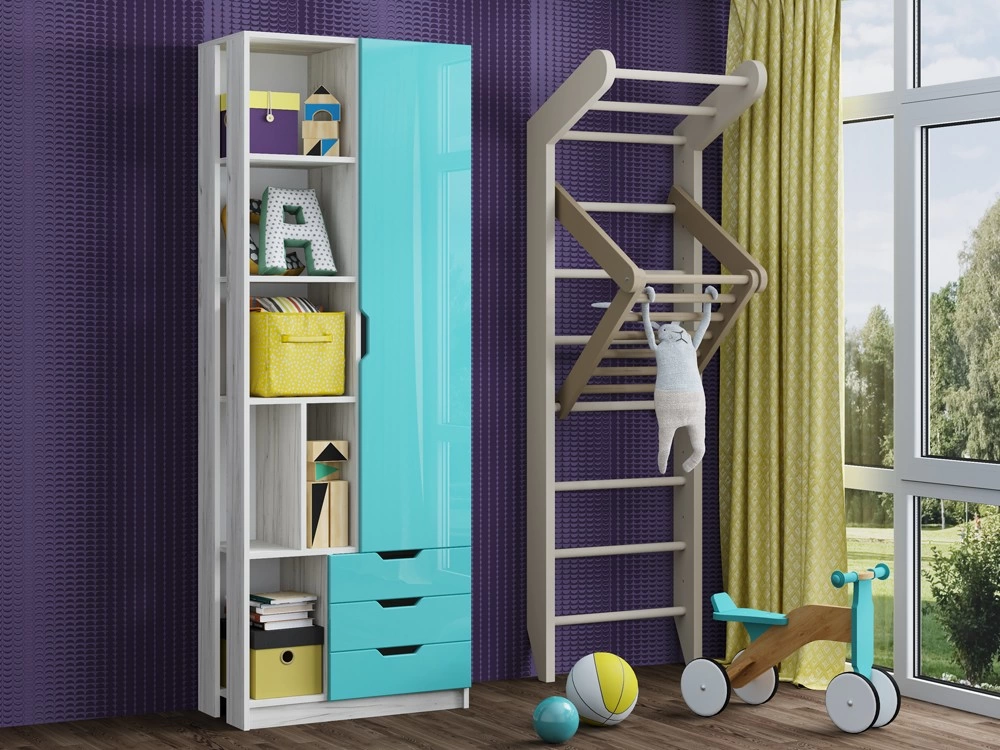 Шкаф №2 Юнга-15 (Ш-800 x В-2200 x Г-400 мм)/Разные Цвета