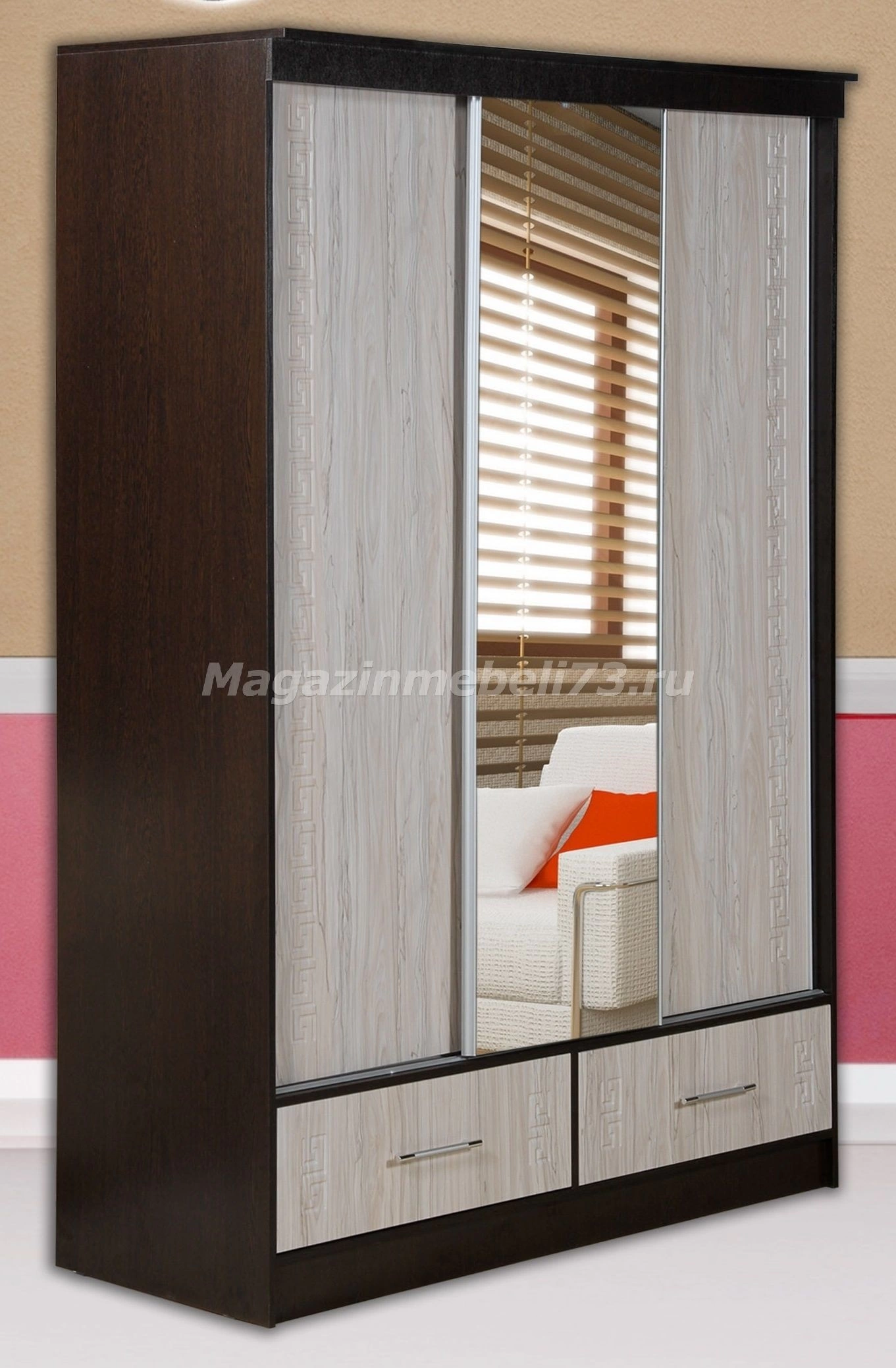 Шкаф 3-х Створчатый с Ящиками МДФ (Ш-1500 х В-2200 х Г-600 мм)/Разные Цветы