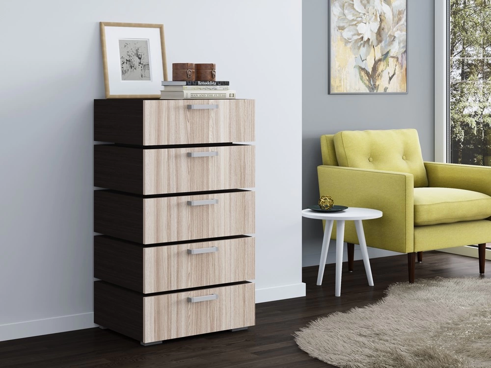 Комод Бергамо-7 Венге/Ясень Шимо Светлый ЛДСП (Ш-600/В-1085/Г-440мм)