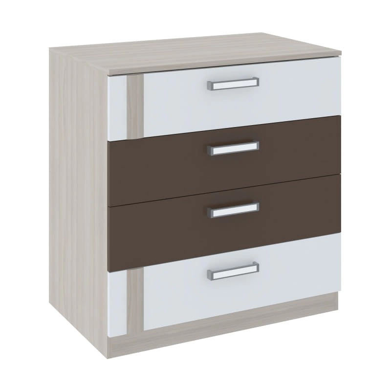 Комод "Волкер" М 6 (Ш-830 х Г-515 х В-856 мм)/Ясень Шимо Светлый + Белый/Арабика