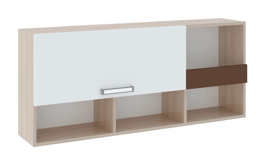 Полка Навесная "Волкер" М 10 (Ш-1226 х Г-234 х В-528 мм)/Ясень Шимо Светлый + Белый/Арабика