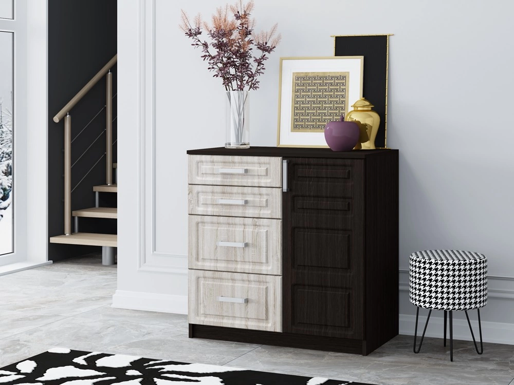 Комод Бергамо-1 Венге/Ясень Шимо Светлый МДФ (Ш-900/В-910/Г-440мм)