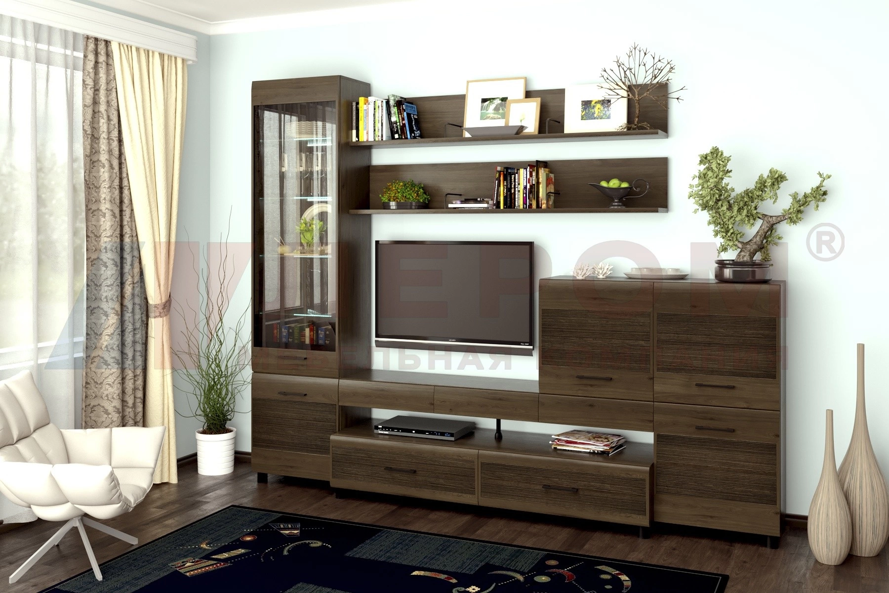 Гостиная-Стенка Камелия №5 (В-2172 х Ш-2700 х Г-452 мм)