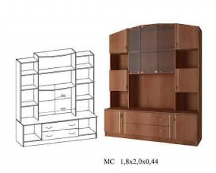 Средняя Секция Марк ЛДСП- МС 1800 мм Венге/Белфорт (Ш-1800 х В-2000 х Г-440 мм)        