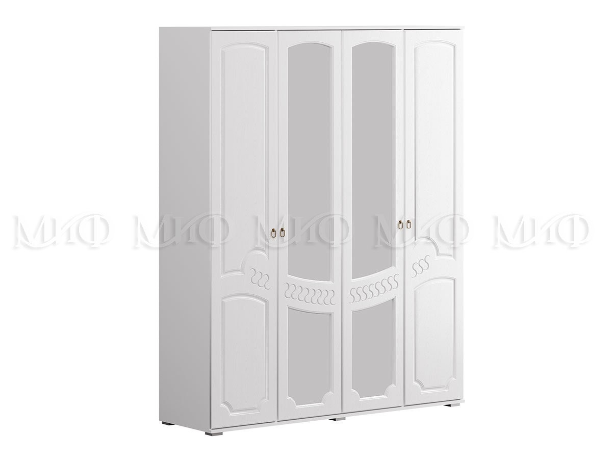 Шкаф 4-х Створчатый Королева New Белый МДФ (Ш-1600 мм x В-2116 мм x Г-540 мм)