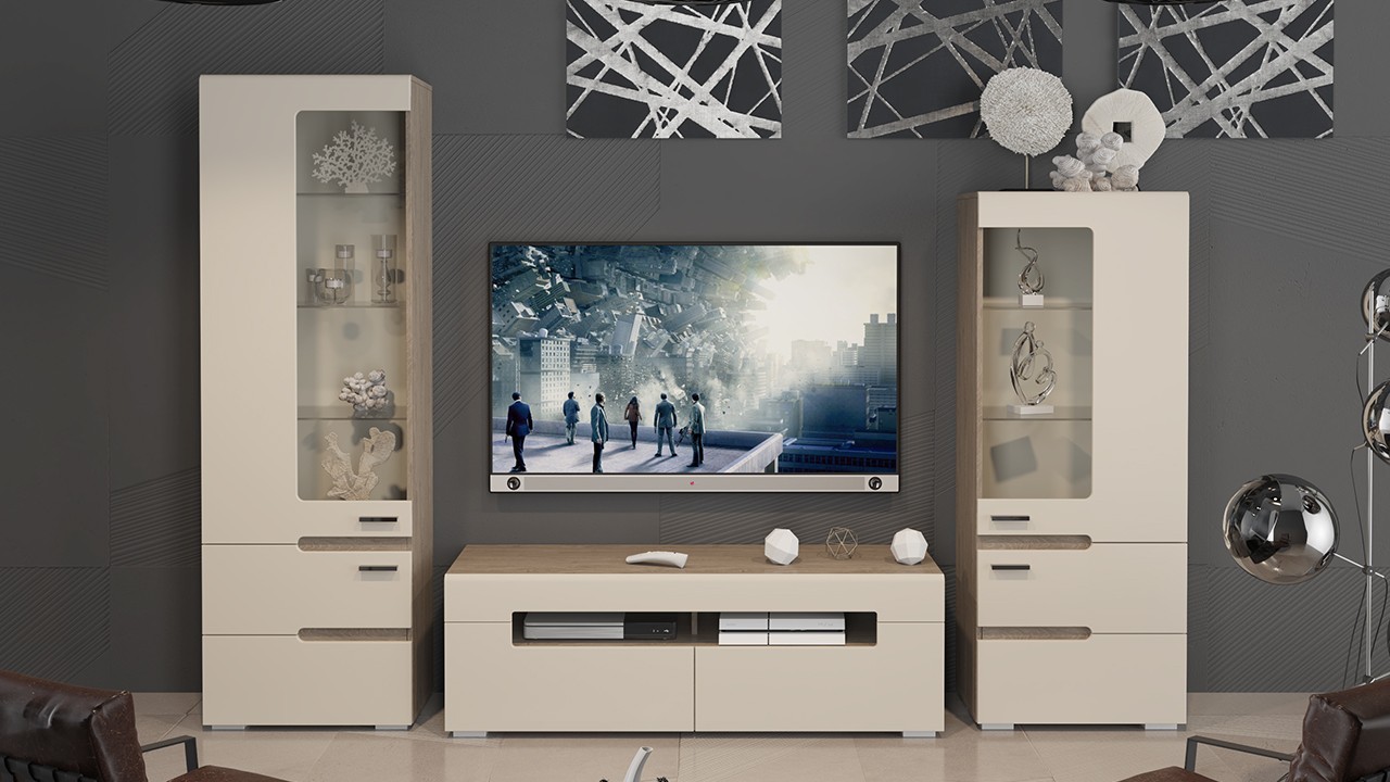 Гостиная «Фьюжн №2»/Разные Цвета/Ш-2558 x В-1842 x Г-412 мм