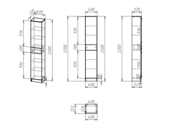 Книжный шкаф Мебелайн-18 (петли слева)