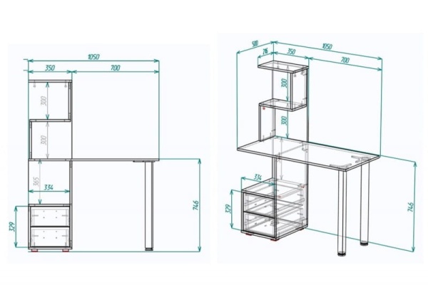 Письменный стол Мебелеф-35 (тумба слева)