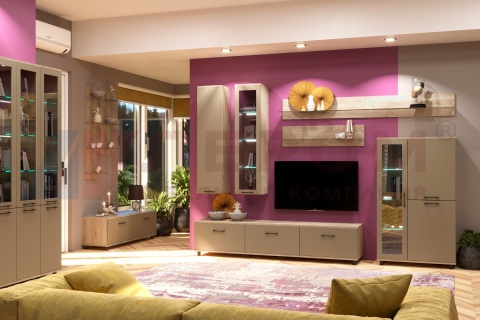  Грейс композиция 8 (В 2086, Ш 3150, Г 442 мм) корпус Гикори Джексон Светлый, фасад Латте Матовый