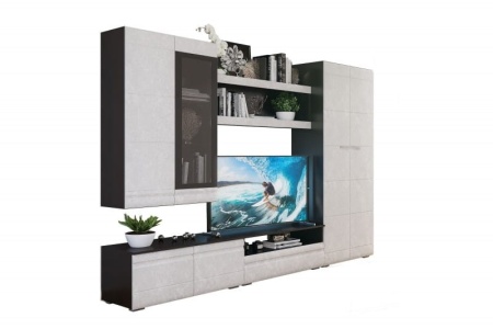 Стенка Бостон 1 Венге/Бетон белый