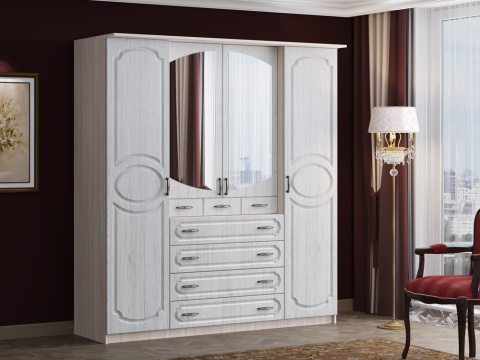 Шкаф 4-х Створчатый Каролина-7 МДФ (2,0х2,12х0,55)/Разные Цвета 