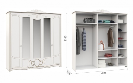 Спальный Гарнитур Барбара Белый/Патина Золото