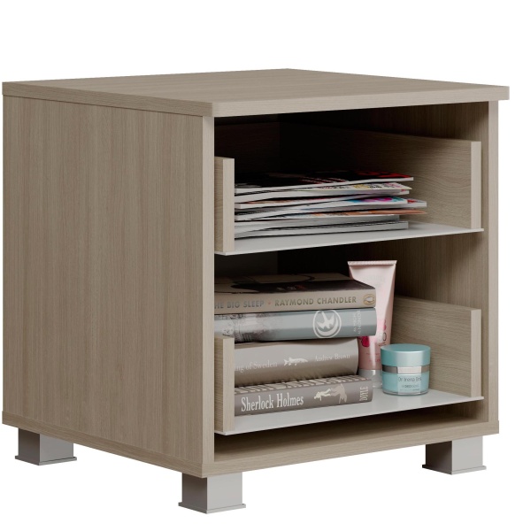 Тумба Прикроватная Амели Дуб Сонома Светлый/Белый Глянец (Ш-450 х В-471 х Г-453 мм)