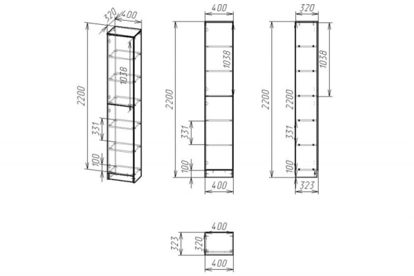 Книжный шкаф Мебелайн-9 (петли слева)