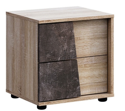 Тумба Прикроватная Санремо Дуб Сонома Светлый/Ателье Темное (Ш-450 х В-475 х Г-415 мм)