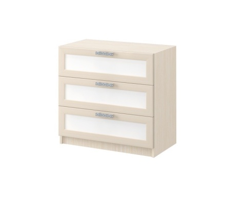 Комод ДЮ-03 Юнга-7 ЛДСП Белый ХДФ+Рамочный Профиль/Ясень Шимо Светлый (Д-750 x В-770 x Г-440 мм)