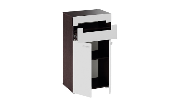 Тумба для обуви комбинированная «Фьюжн» Белый Глянец/Венге Линум