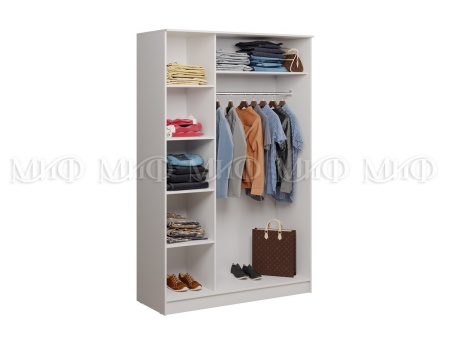 Шкаф 3-х Створчатый Афродита-1 МДФ Белый/Белый Глянец Ш-1350хВ-2116хГ-540 мм