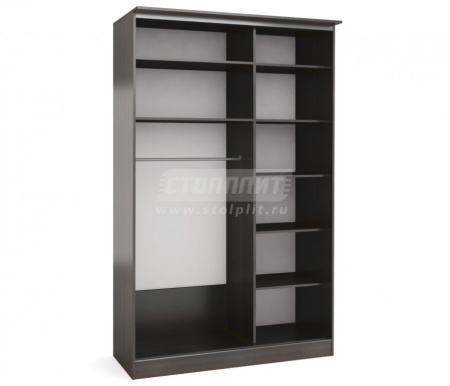 Шкаф 2-х дверный СБ-1083БП Дуб Феррара+ встав Дуб Феррара+встав стекло сатин/серебро