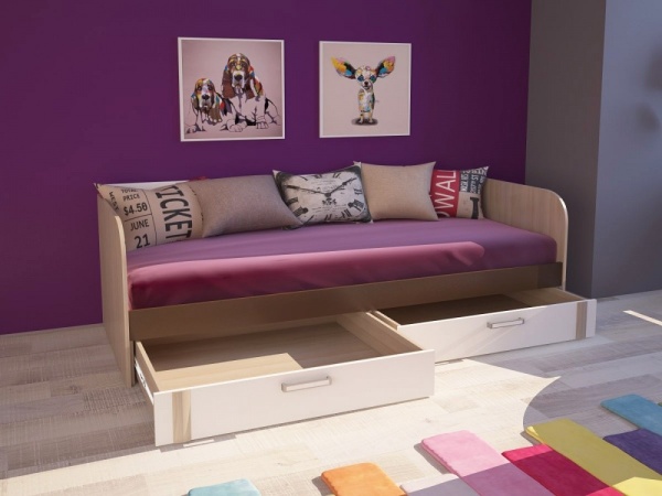 Кровать "Волкер" с ящиками М 13 Ясень Шимо Светлый + Белый/Арабика