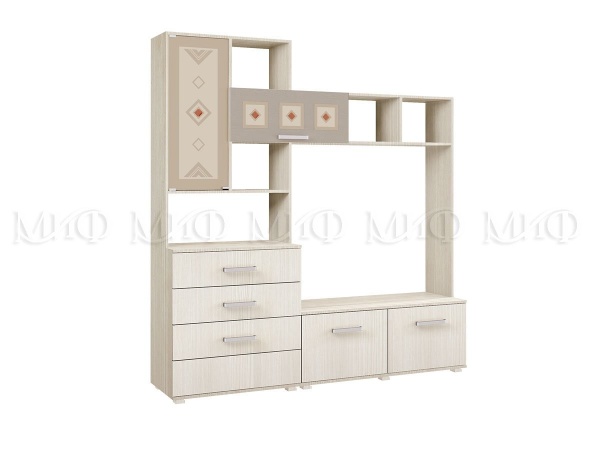 Гостиная Бостон Центральная Часть Сандал Светлый (Ш-2000 мм x В-2120 мм x Г-470 мм)