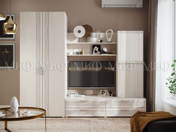 Гостиная Арт МДФ №4 (Ш-2584 x В-2150 x Г-378 мм)/Разные Цвета