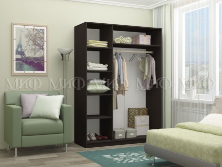 Шкаф Алекс Дуб Беленый/Дуб Венге 1500×2016×520 мм