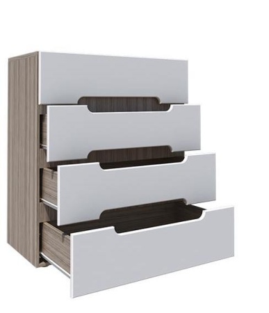 Комод Палермо МДФ Ясень Шимо Светлый/ фасад Белый Глянец (Ш-900 х Г-430 x В-1110 мм)