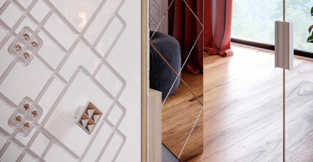 Шкаф Двухстворчатый Амели Дуб Сонома Светлый/Белый Глянец (Ш-900 х В-2109 х Г-515 мм)