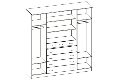 Шкаф 4-х Створчатый Каролина-7 МДФ (2,0х2,12х0,55)/Разные Цвета 